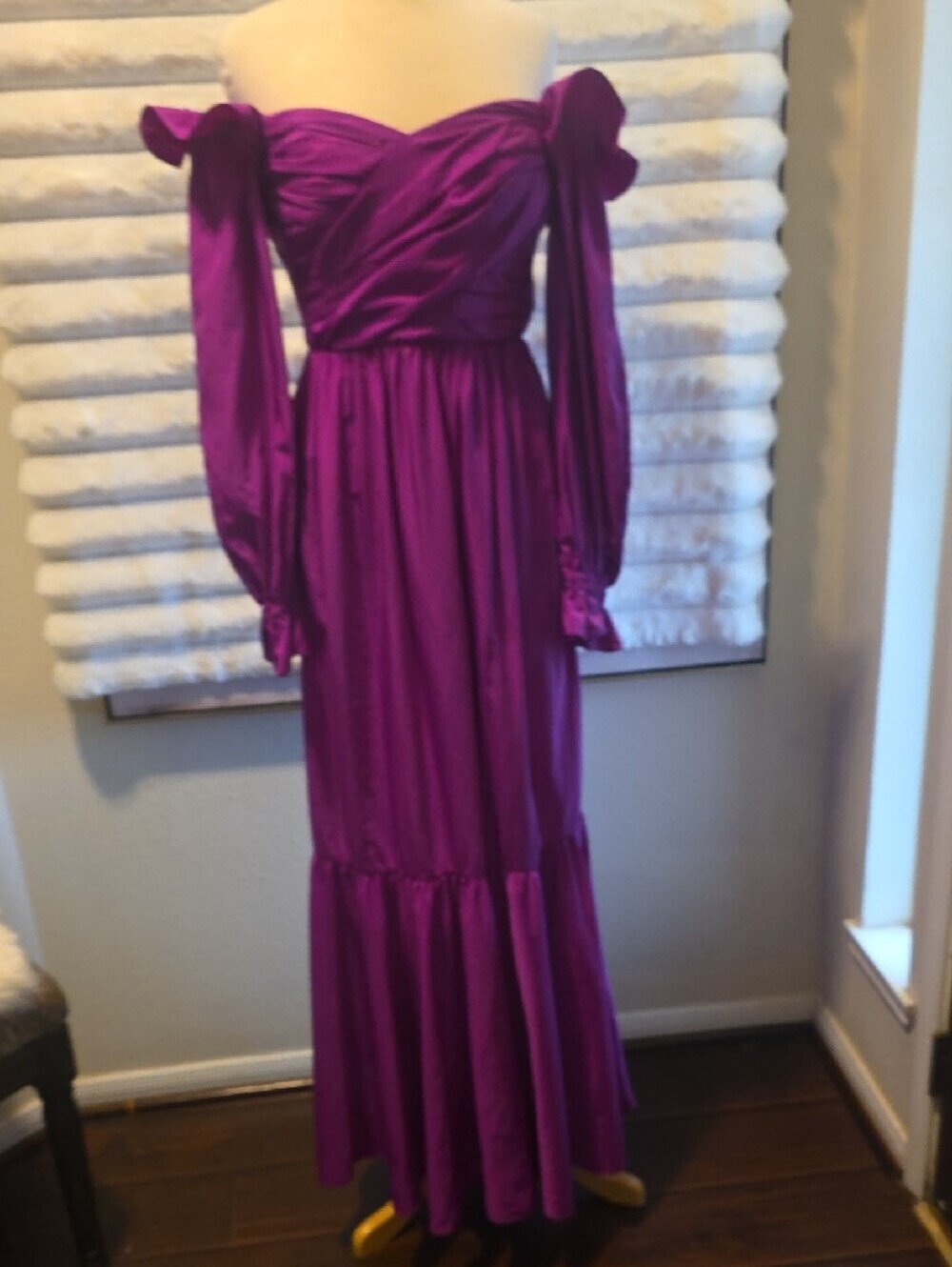 Self-Portrait Fuchsia Off-Shoulder Long Sleeve Maxi Dress - Picture 2 of 12